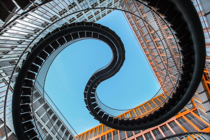 Spiral Staircase in Courtyard
