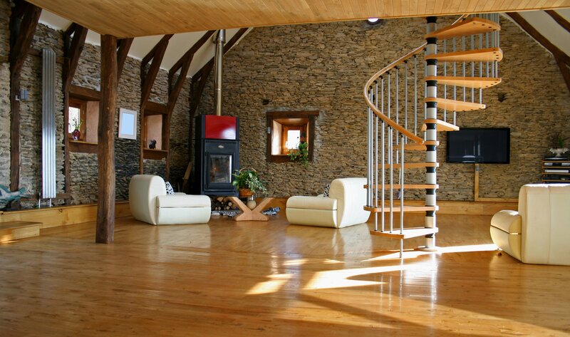 Spiral Staircase in Living Room