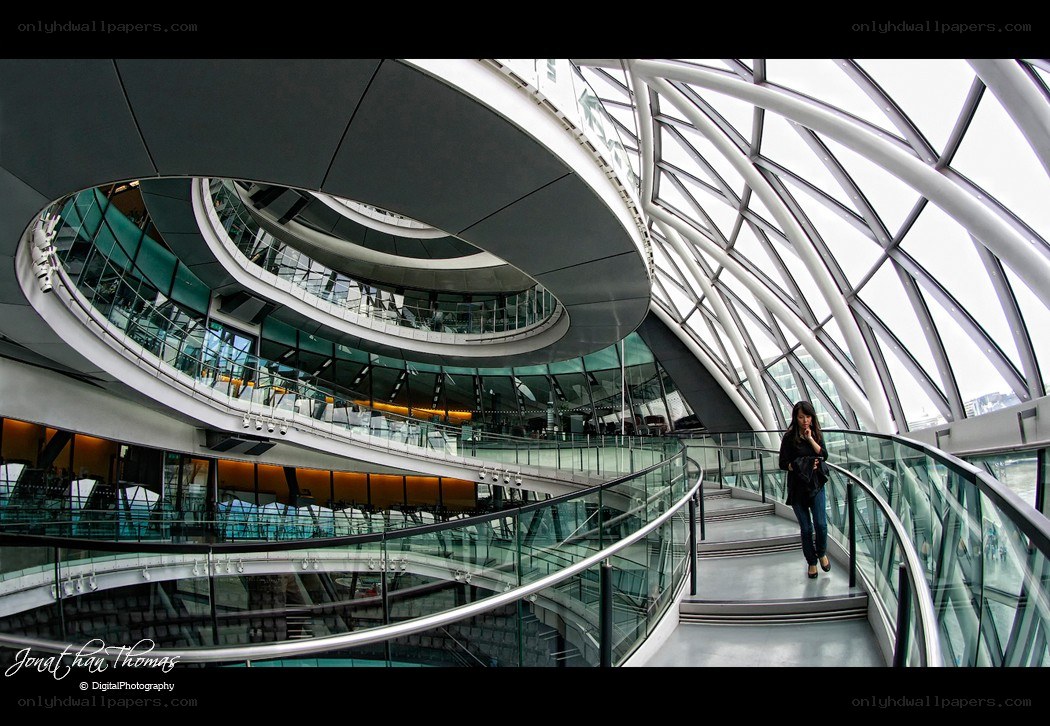 Spiral staircase in modern building