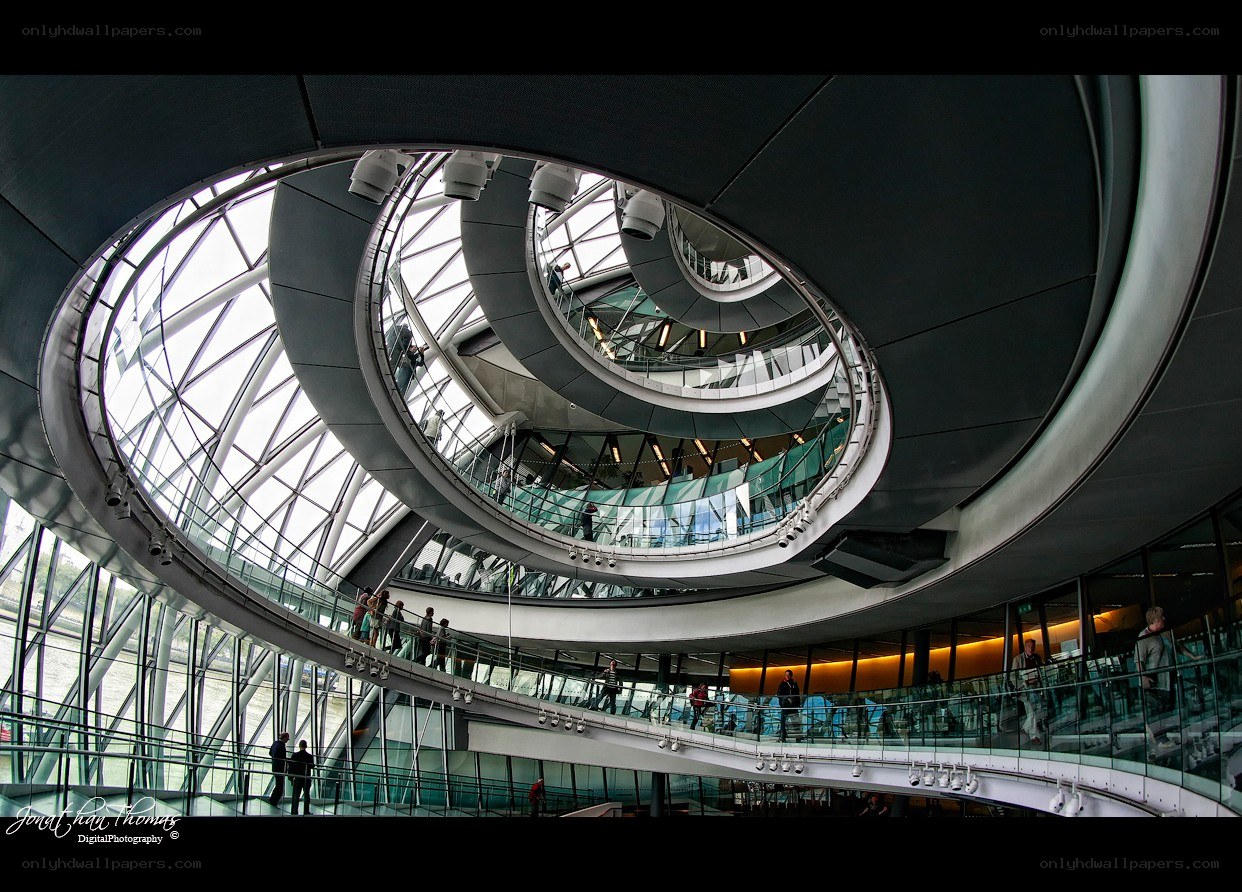 Spiral staircase in modern building