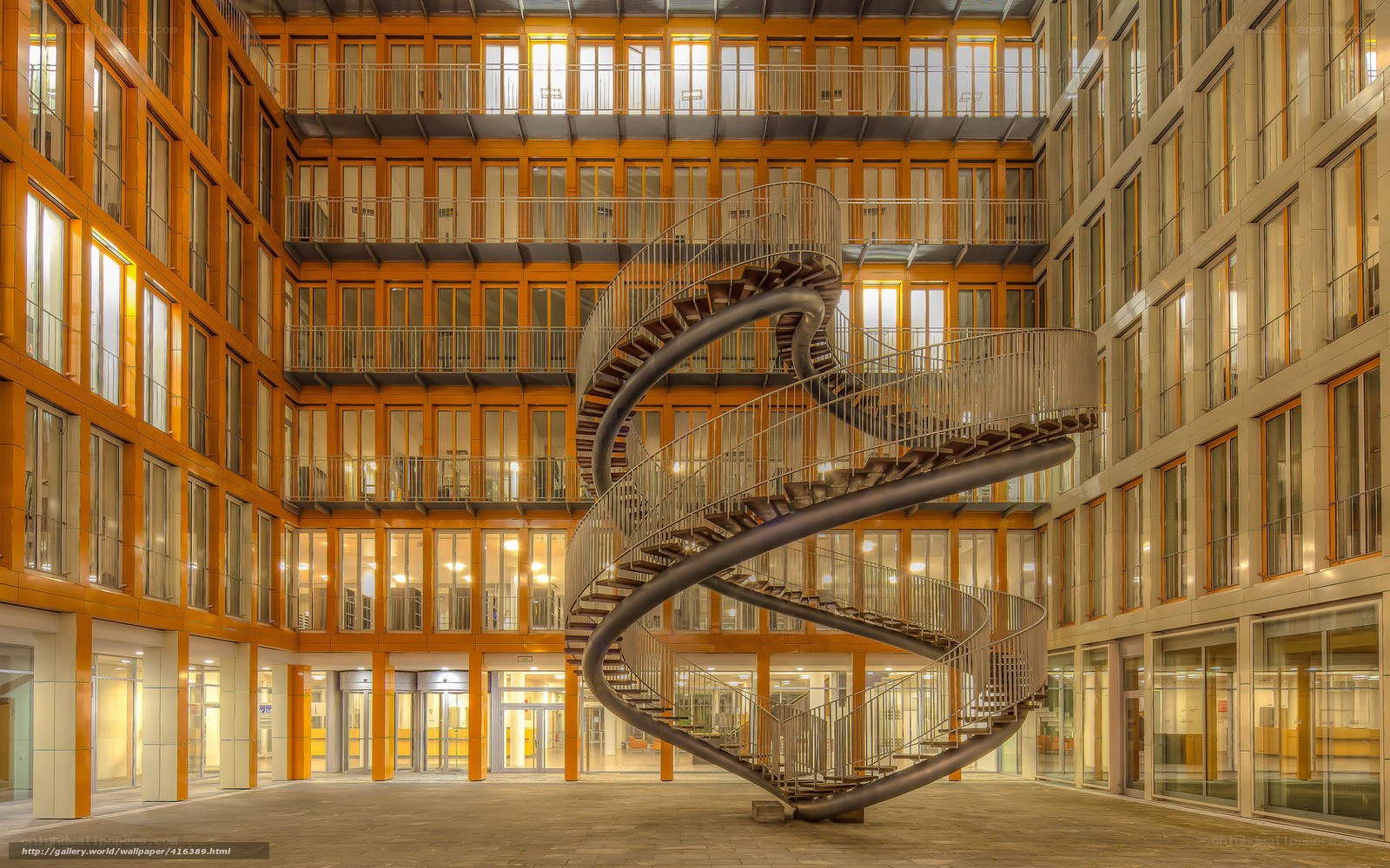 Spiral staircase in modern building