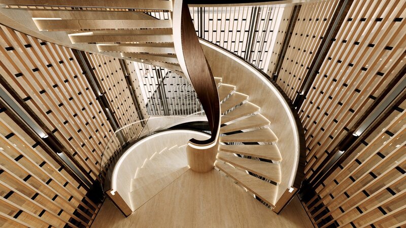 Spiral Staircase Interior — Beige, Modern