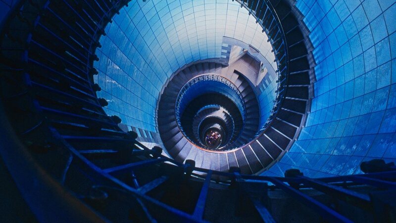 Spiral Staircase Interior — Blue, Dramatic