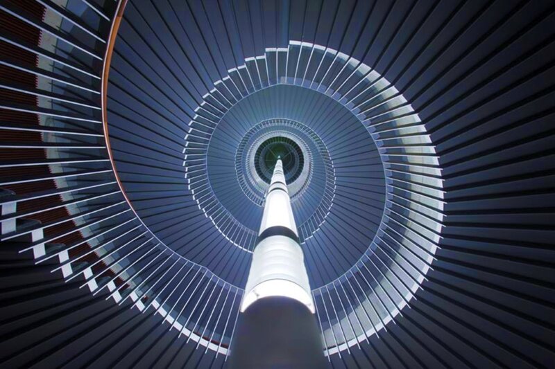 Spiral Staircase Interior — Blue