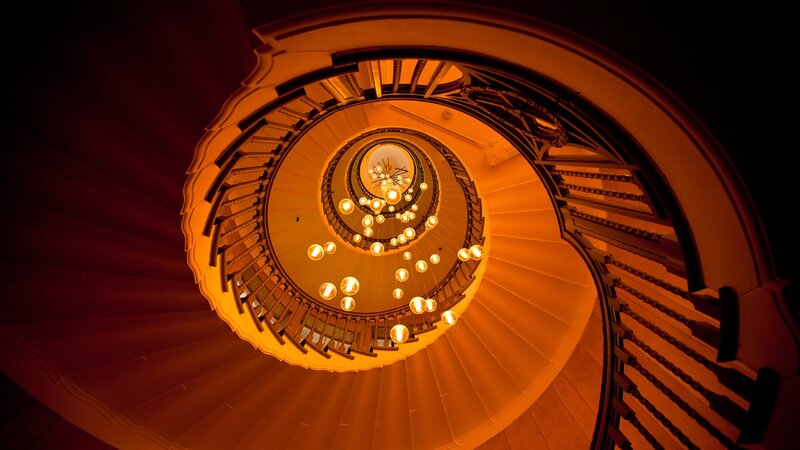 Spiral Staircase Interior — Orange
