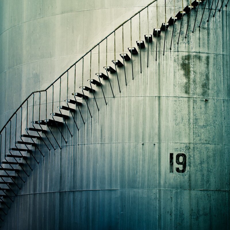 Spiral staircase on a tank