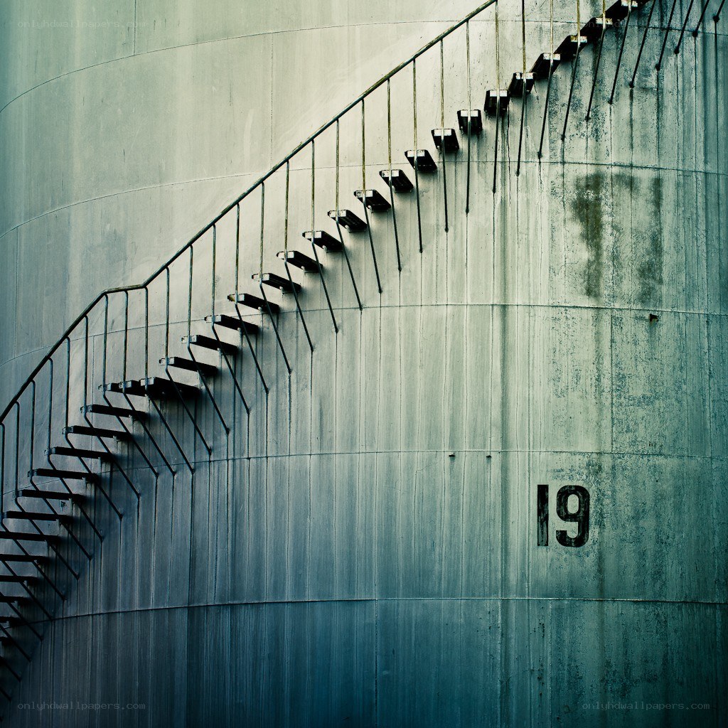 Spiral staircase on a tank