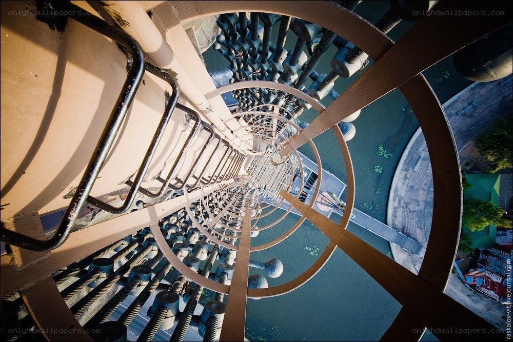 spiral staircase view from above