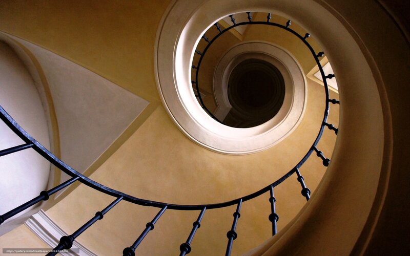 Spiral staircase view from below