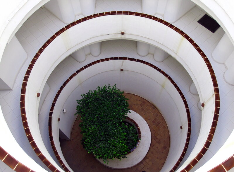 Spiral Staircase with Plant — White