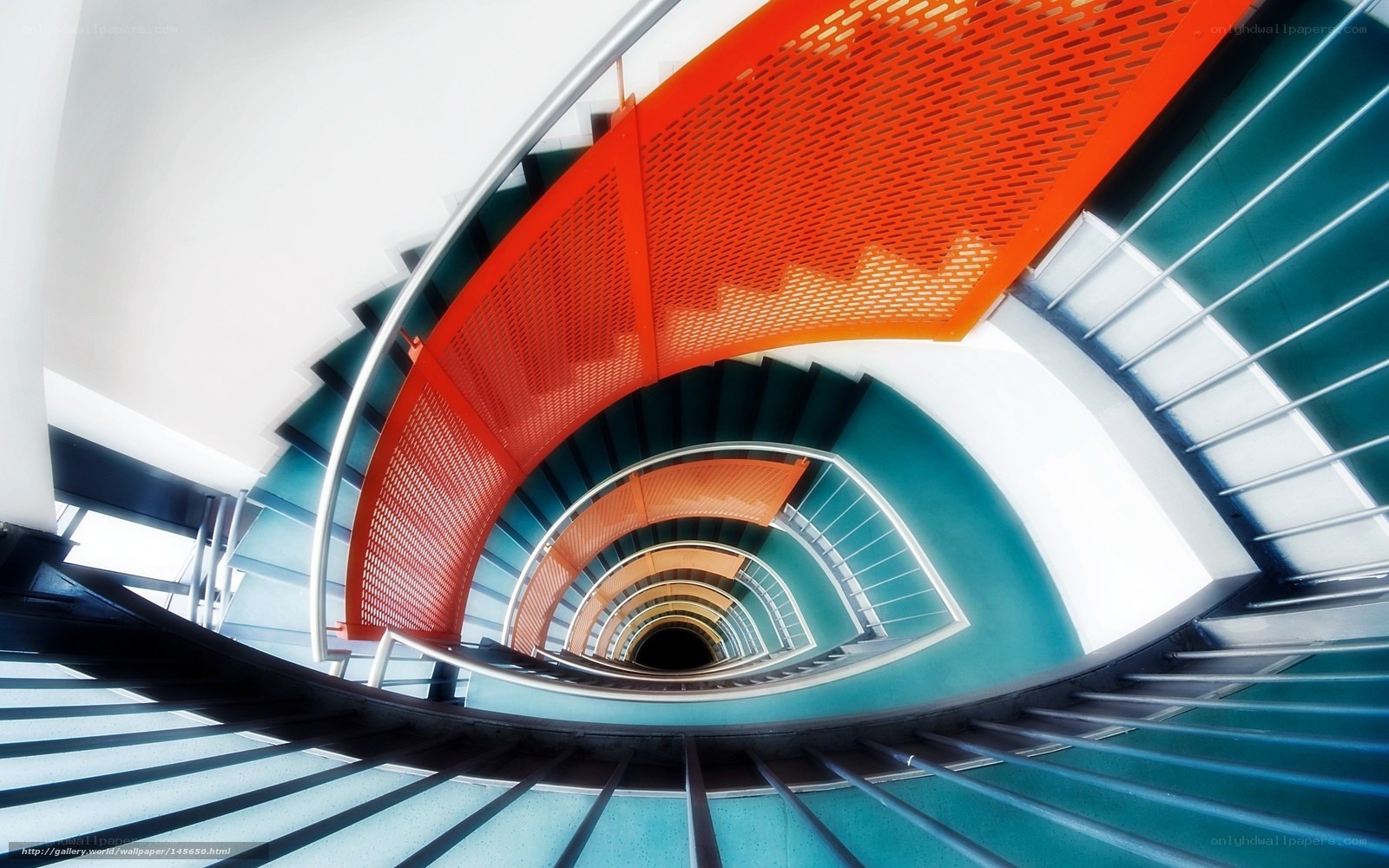 Spiral staircase with vibrant colors