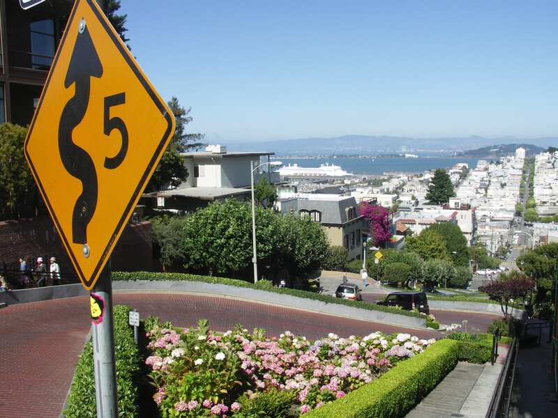 Spiral street with city view