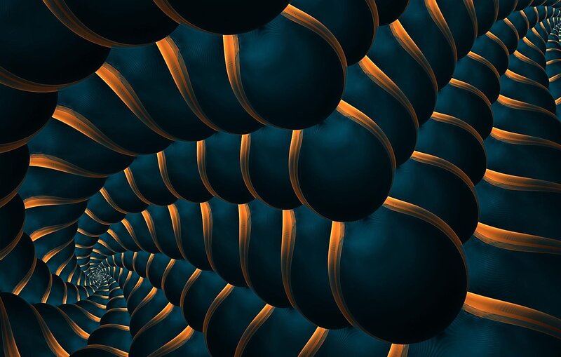 Spiral tunnel of glowing orbs
