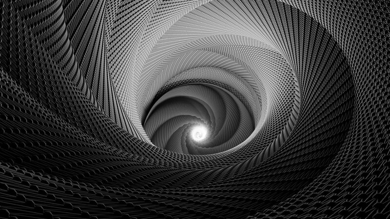 Spiral Tunnel Structure — Black, Abstract