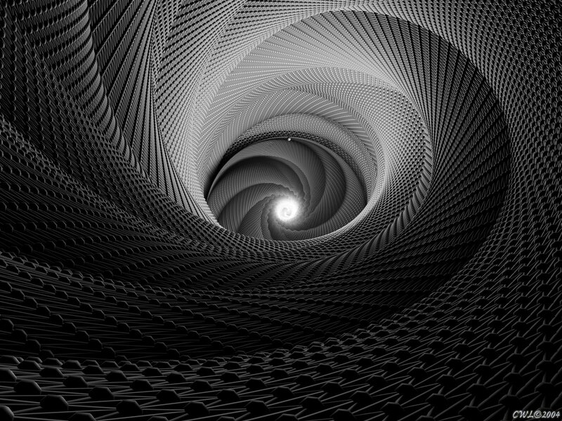 Spiral Tunnel Structure — Black, Dramatic