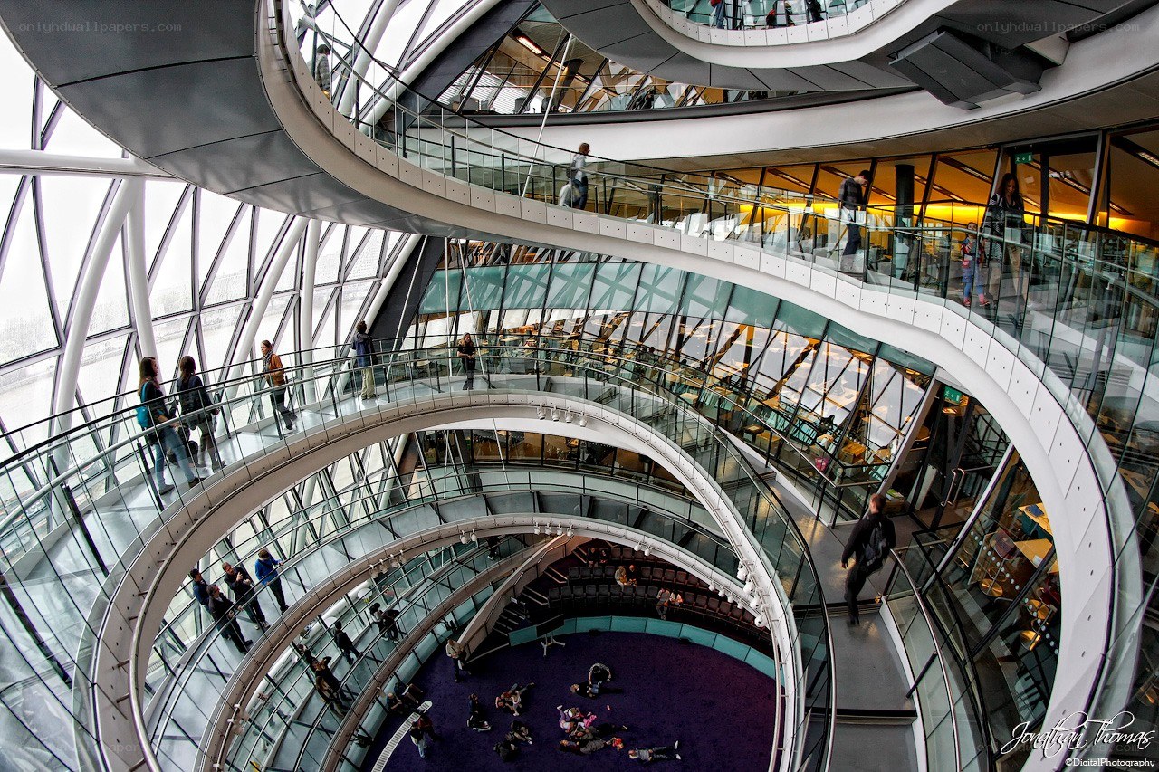 Spiral walkway in modern building