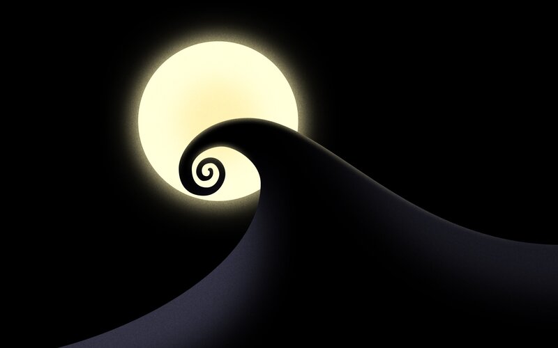 Spiral Wave with Moon — Black