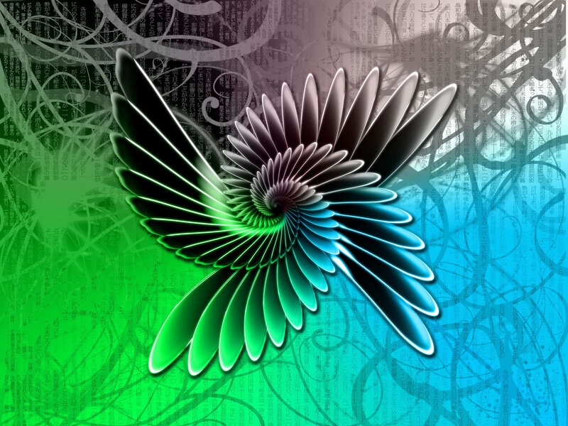 Spiral wings with text background
