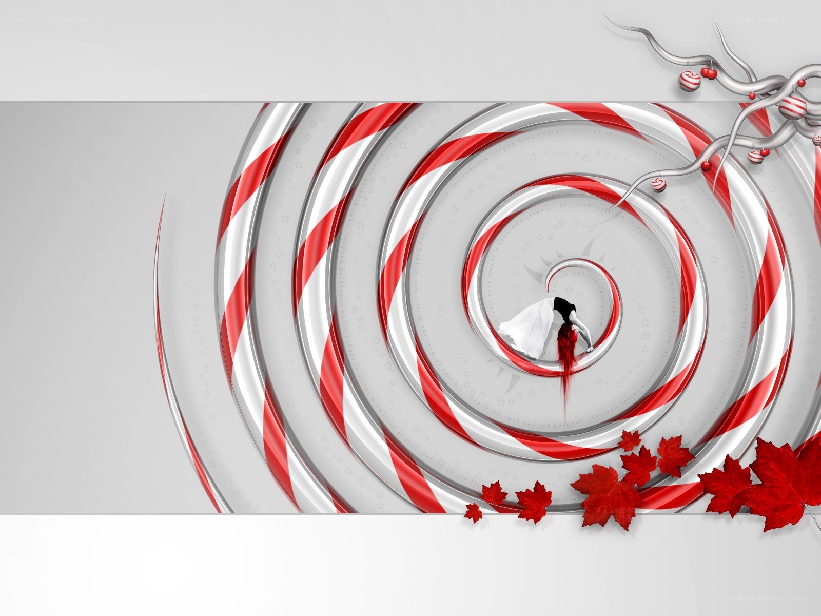 Spiral with red and white stripes