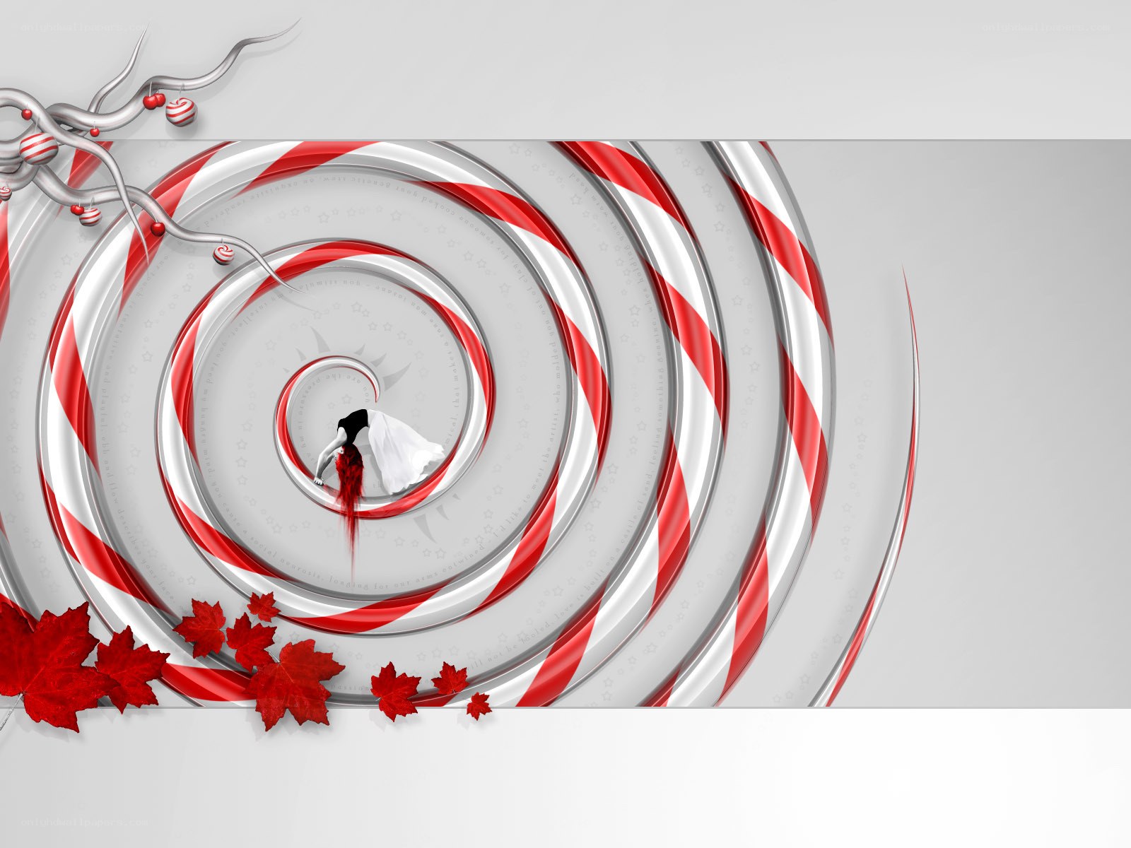 Spiral with red and white stripes