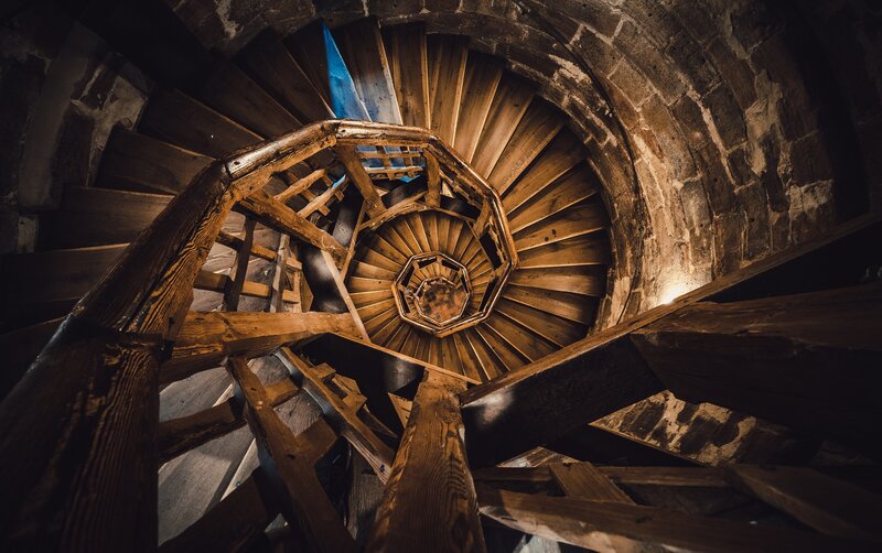 Spiral Wooden Staircase — Brown