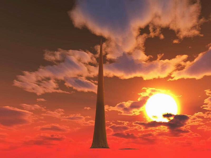 spire at sunset