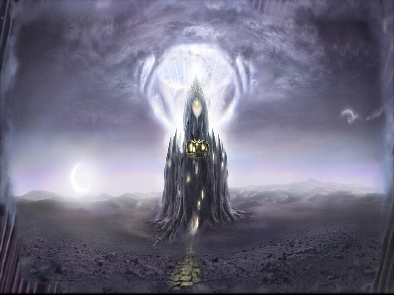 Spire in Desert Landscape