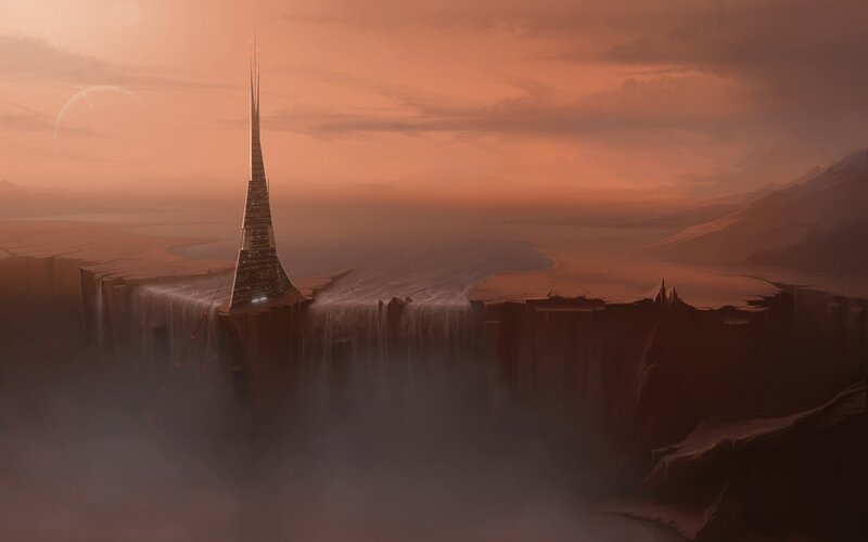 Spire on Cliff Edge — Orange, Dramatic, Sunset