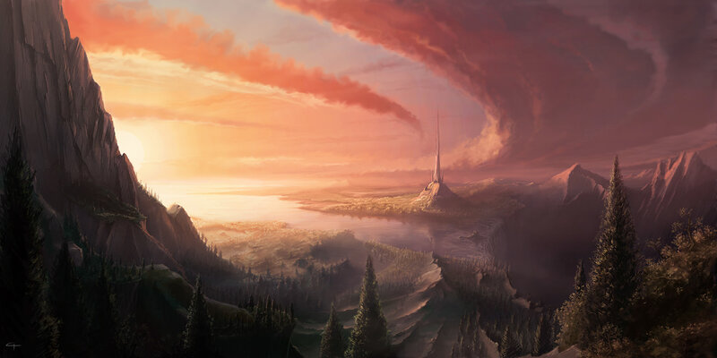 Spire on Distant Island