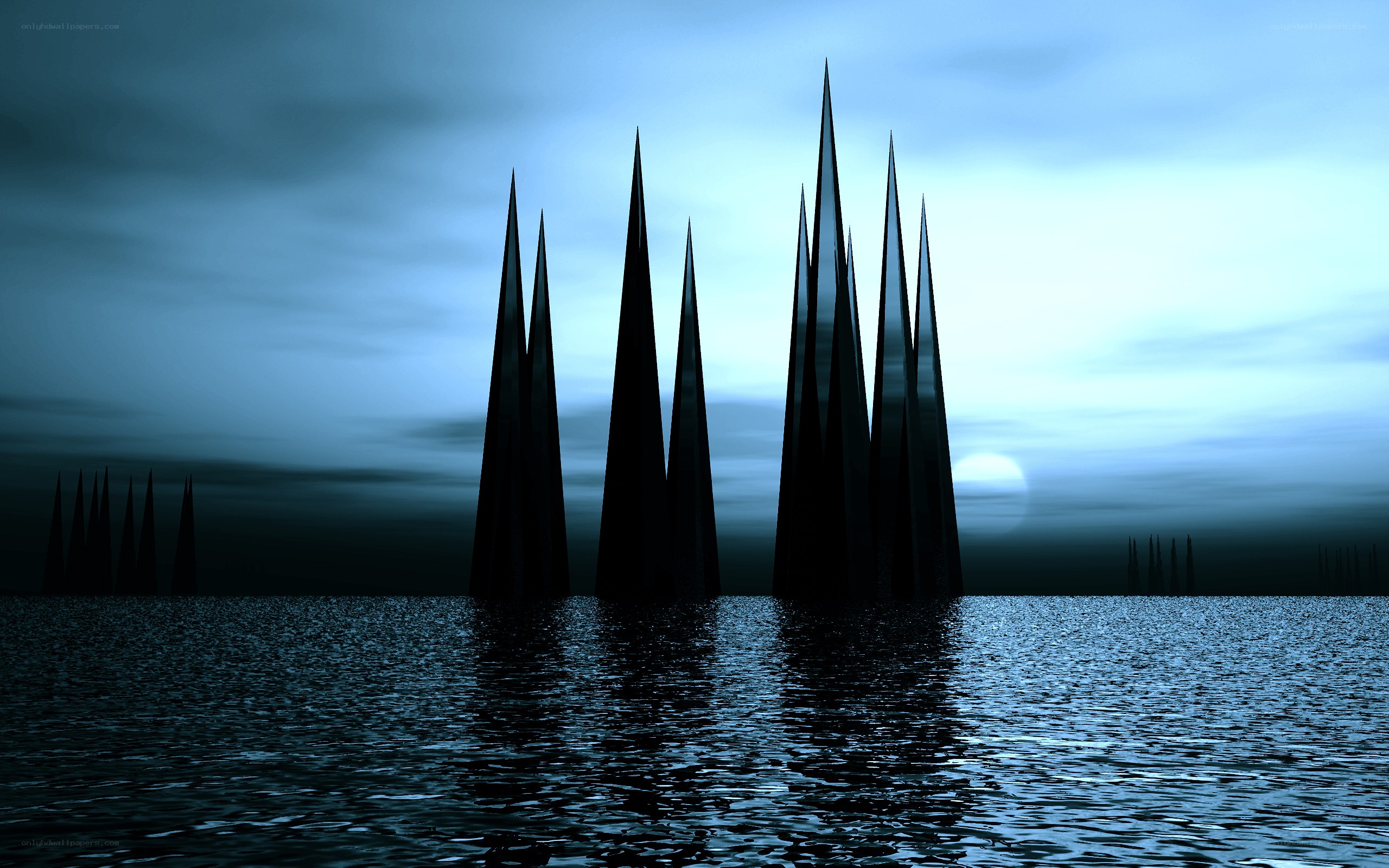 Spires rising from the sea