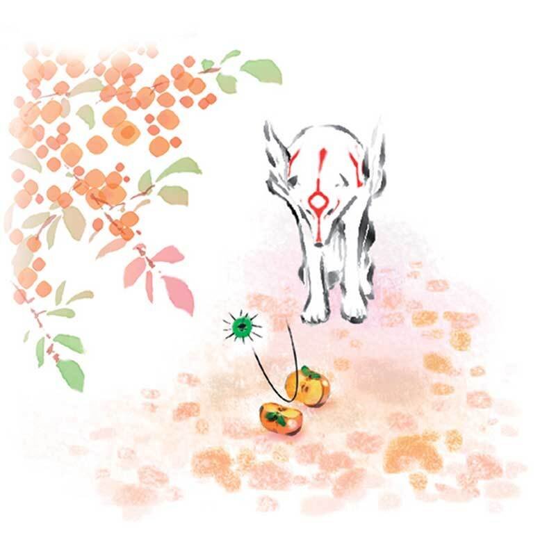spirit dog with autumn fruit