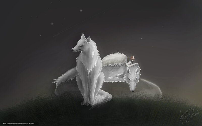 spirit wolf and child at night