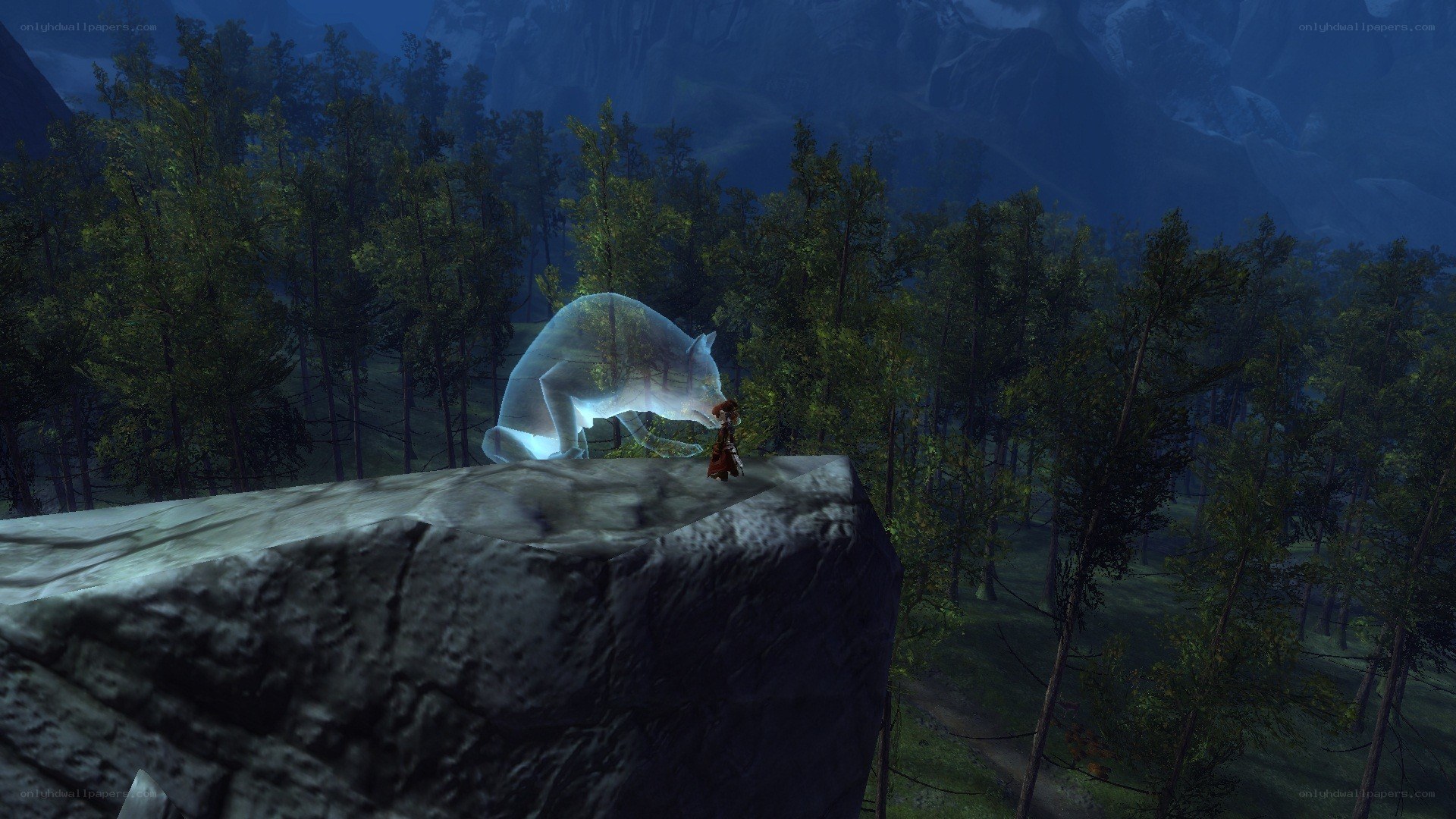 spirit wolf on a cliff