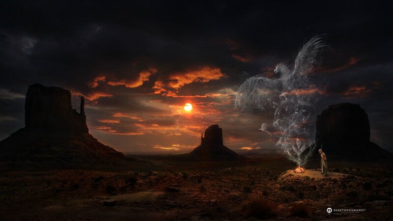 Spiritual Bird over Fire