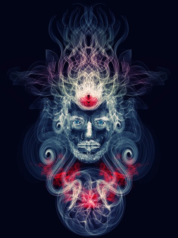 spiritual face with energy swirls