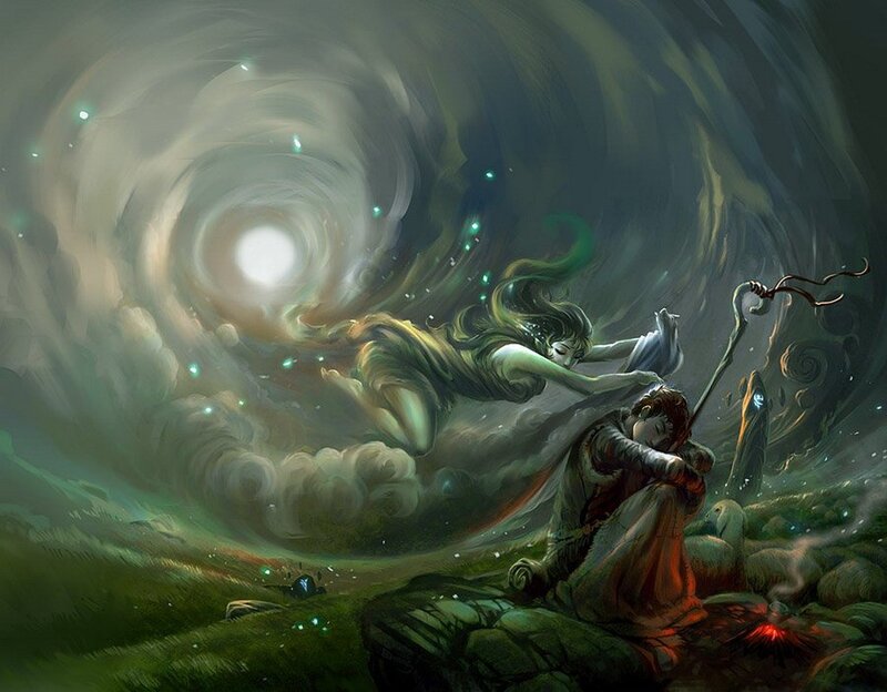 Spiritual figure in a storm
