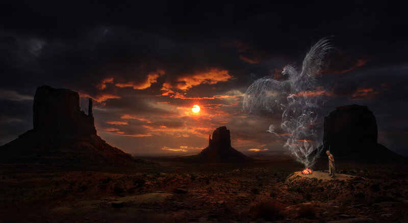 Spiritual Figure with Bird