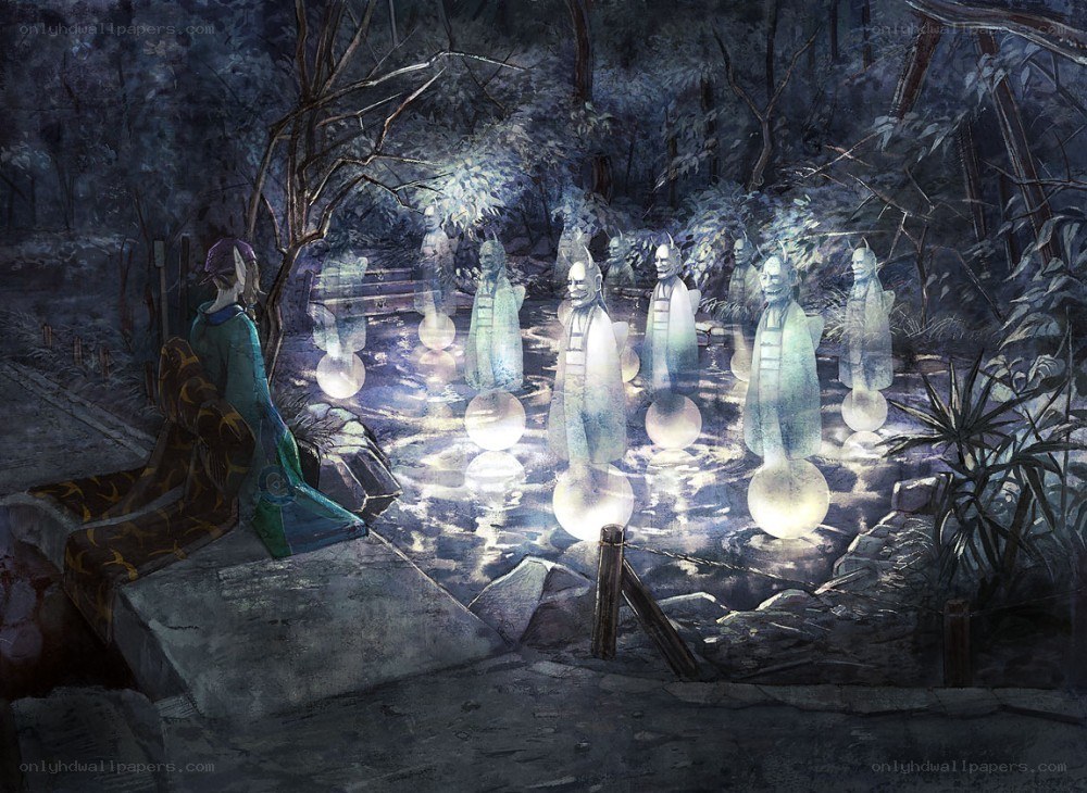spiritual figures in a forest