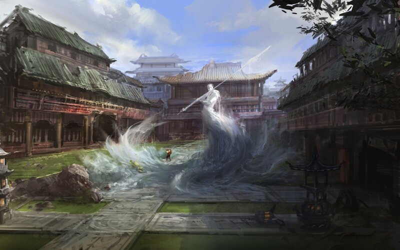 Spiritual Warrior in Courtyard