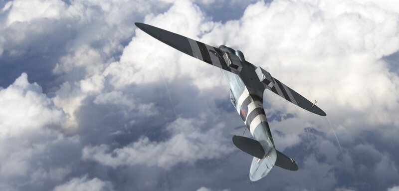 Spitfire Aircraft in Flight — Gray, Dramatic, 3d Render