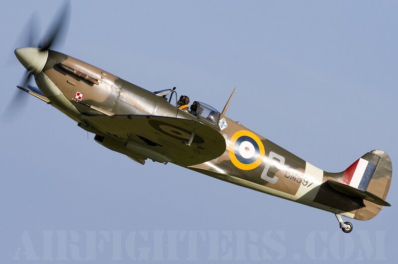 Spitfire Fighter Plane — Blue, Dynamic, Afternoon, Photograph, Pilot, Propeller