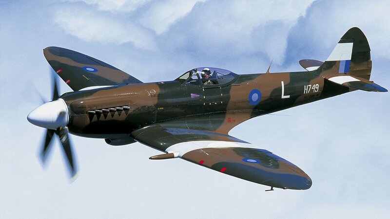 Spitfire Fighter Plane — Brown, Dynamic, Afternoon
