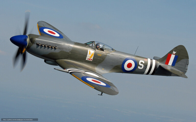 Spitfire Fighter Plane — Gray, Calm, Afternoon, Photograph, Pilot, Propeller