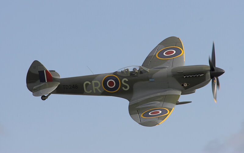 Spitfire Fighter Plane — Gray, Calm, Afternoon, Photograph, Pilot