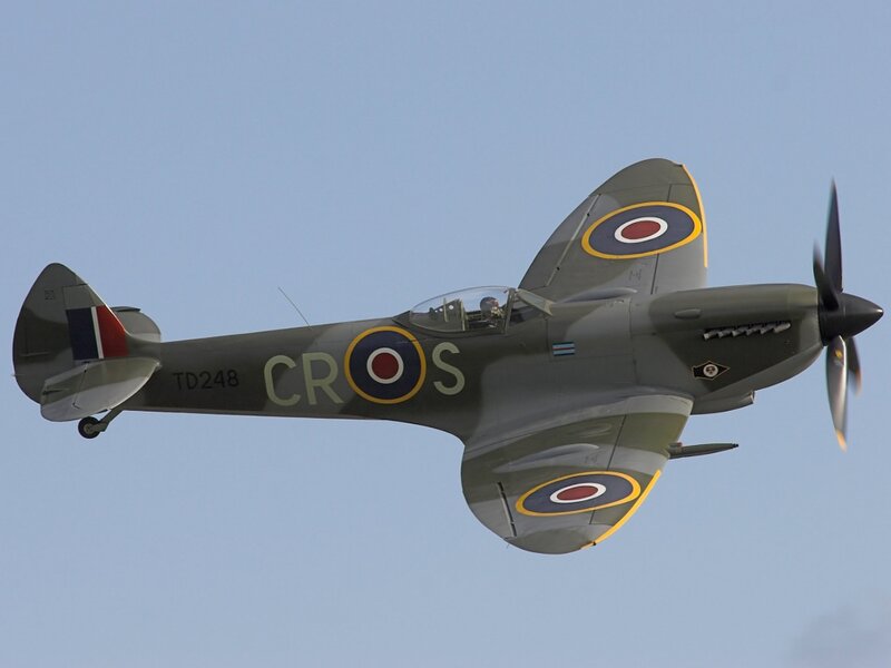Spitfire Fighter Plane — Gray, Calm, Afternoon, Photograph, Propeller