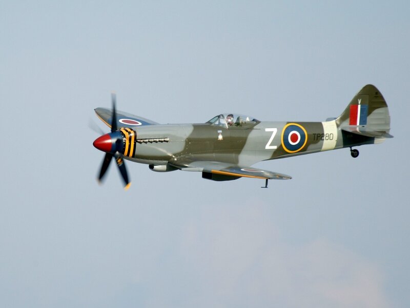 Spitfire Fighter Plane — Gray, Calm, Afternoon, Photograph