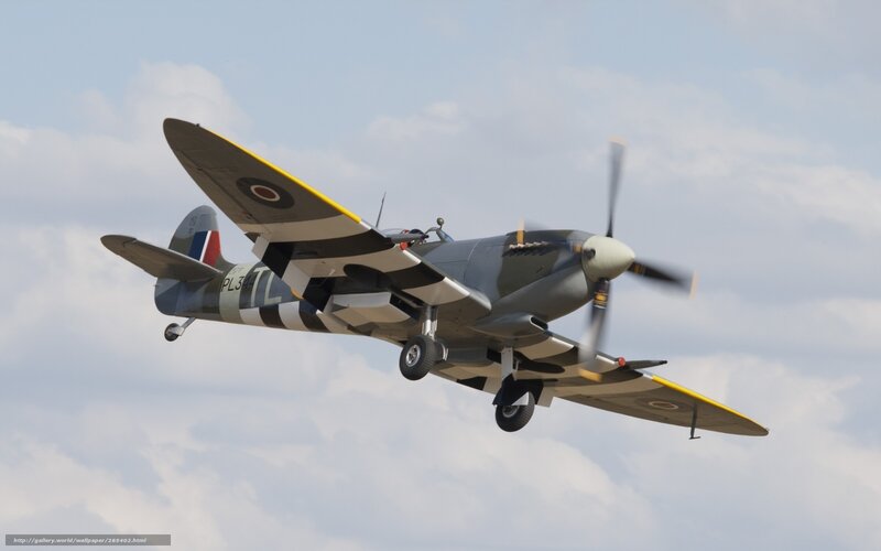 Spitfire Fighter Plane — Gray, Dynamic, Afternoon, Photograph, Aircraft, Propeller