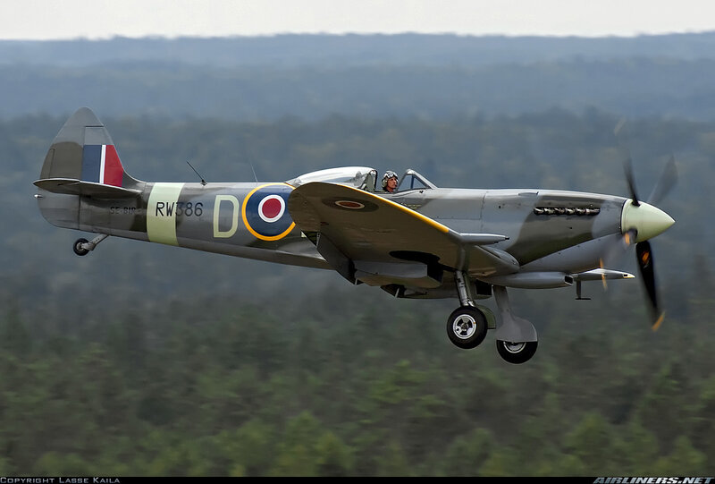 Spitfire Fighter Plane — Gray, Dynamic, Afternoon, Photograph