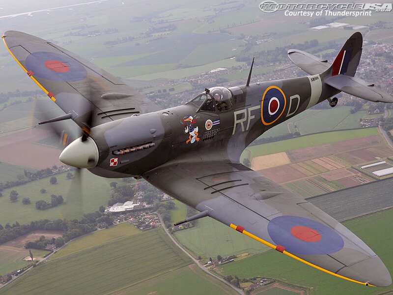 Spitfire Fighter Plane — Gray, Dynamic, Afternoon