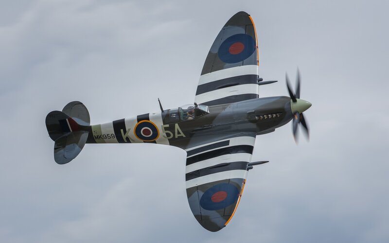 Spitfire Fighter Plane — Gray, Dynamic, Photograph, Propeller, Pilot